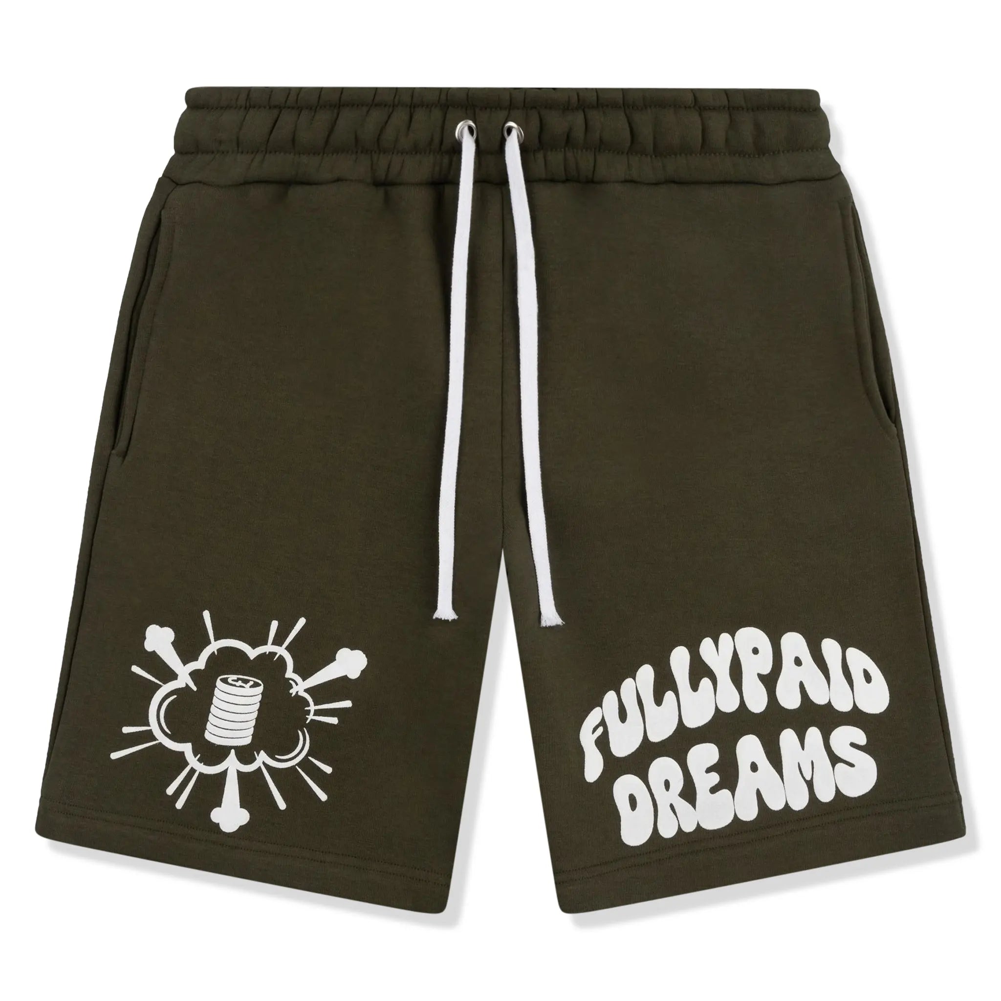 Front view of Fully Paid Dreams Khaki White Shorts